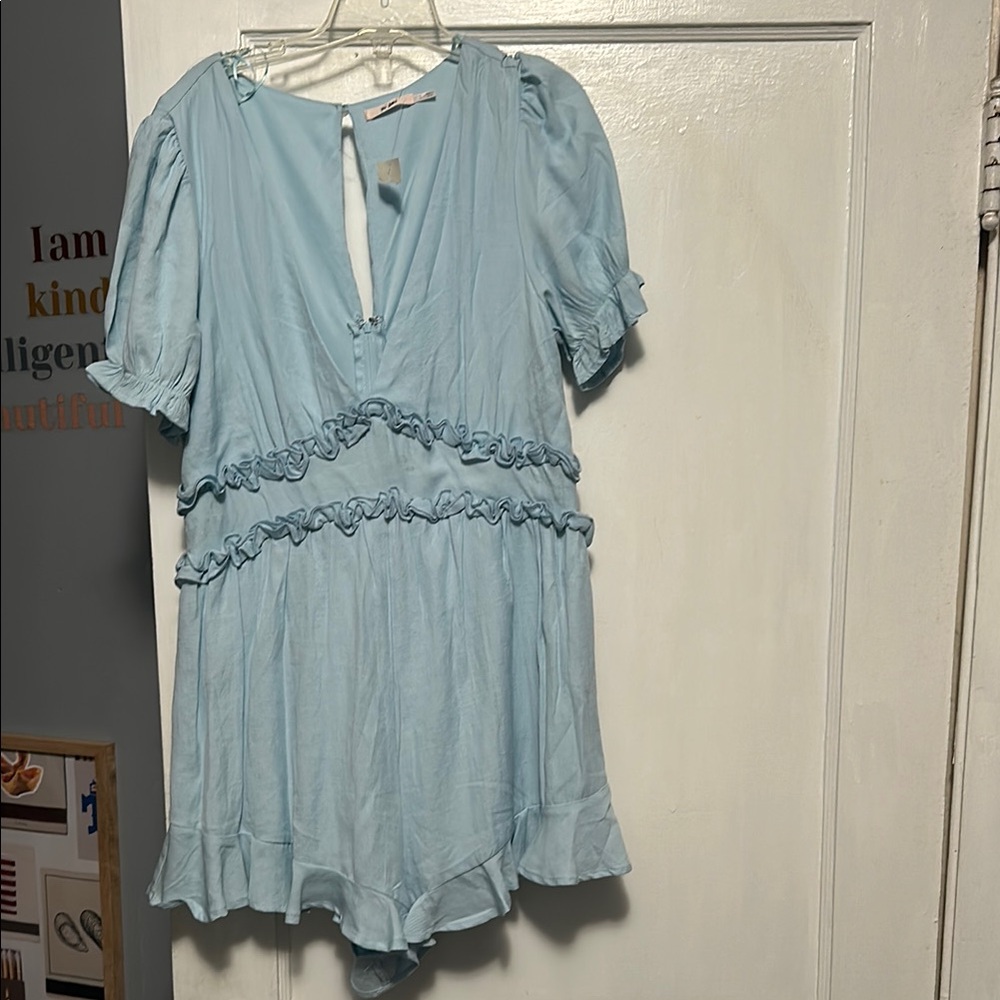 Francesca's Collections Light Blue Ruffle Dress